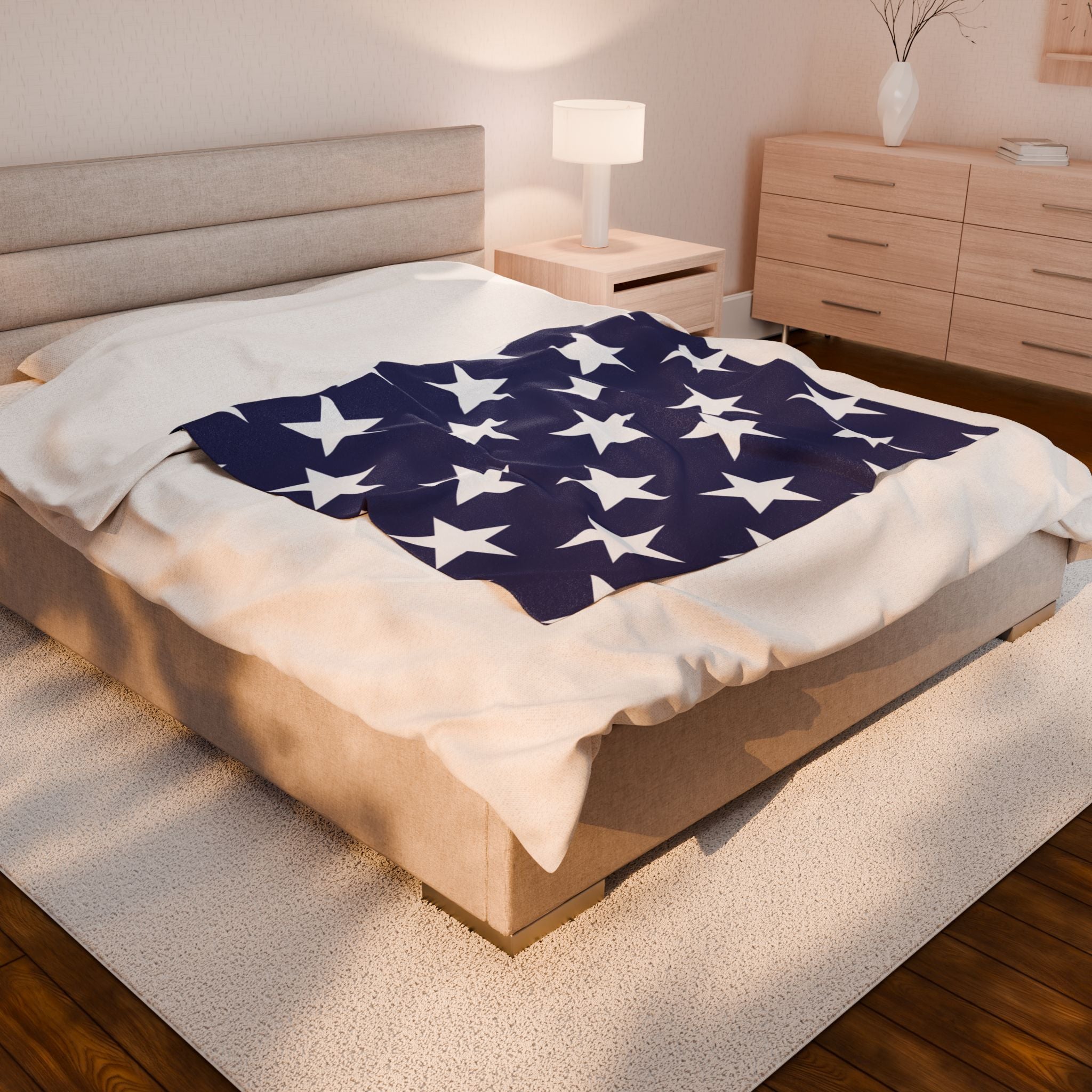 Cozy Star-Print Velveteen Plush Blanket, Soft Throw for Home Decor, Gift for Holidays, Snuggle Up, Warm Bedding Accessory