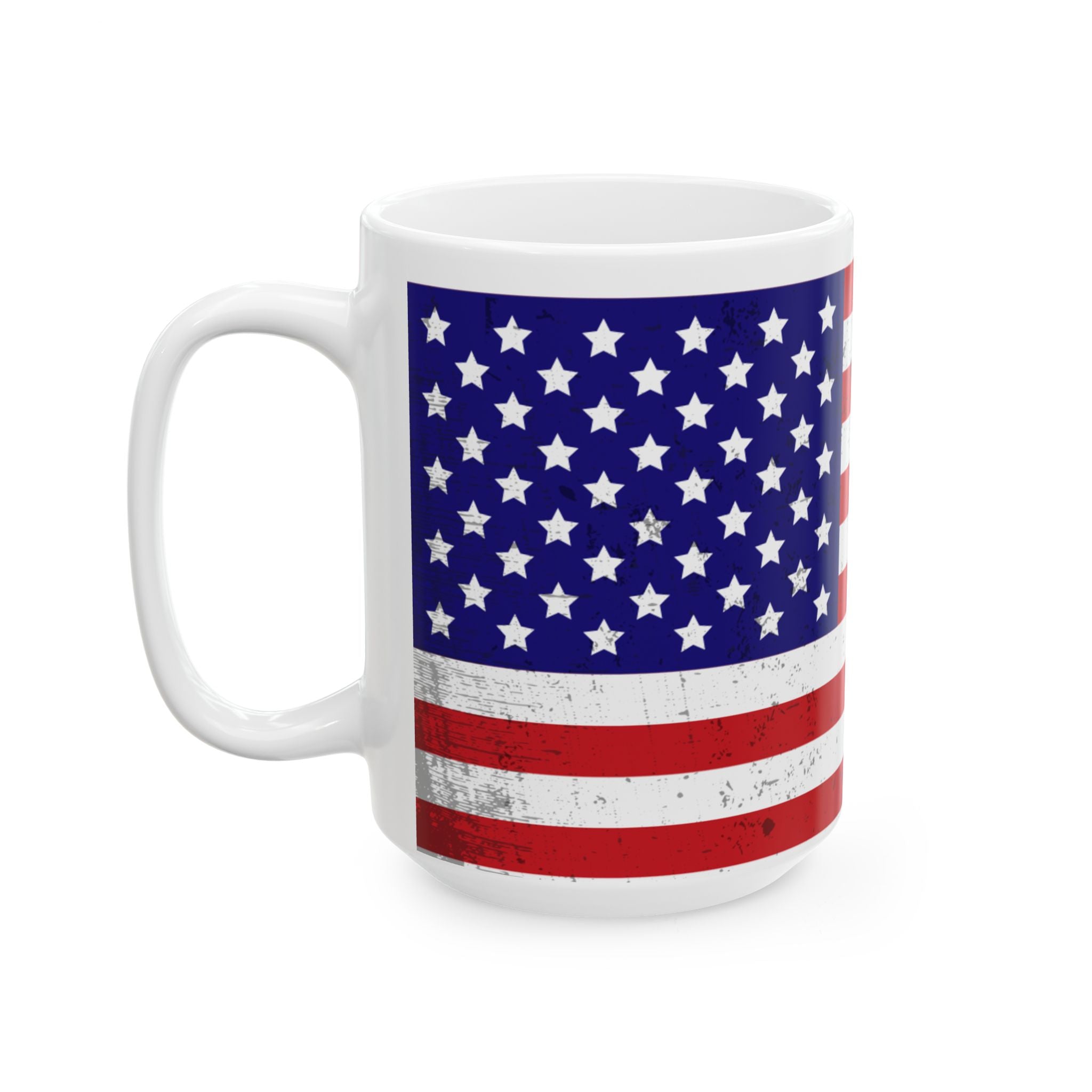 Vintage Americana Ceramic Mug - USA Flag Coffee Cup | Independence & Veterans Day Gift