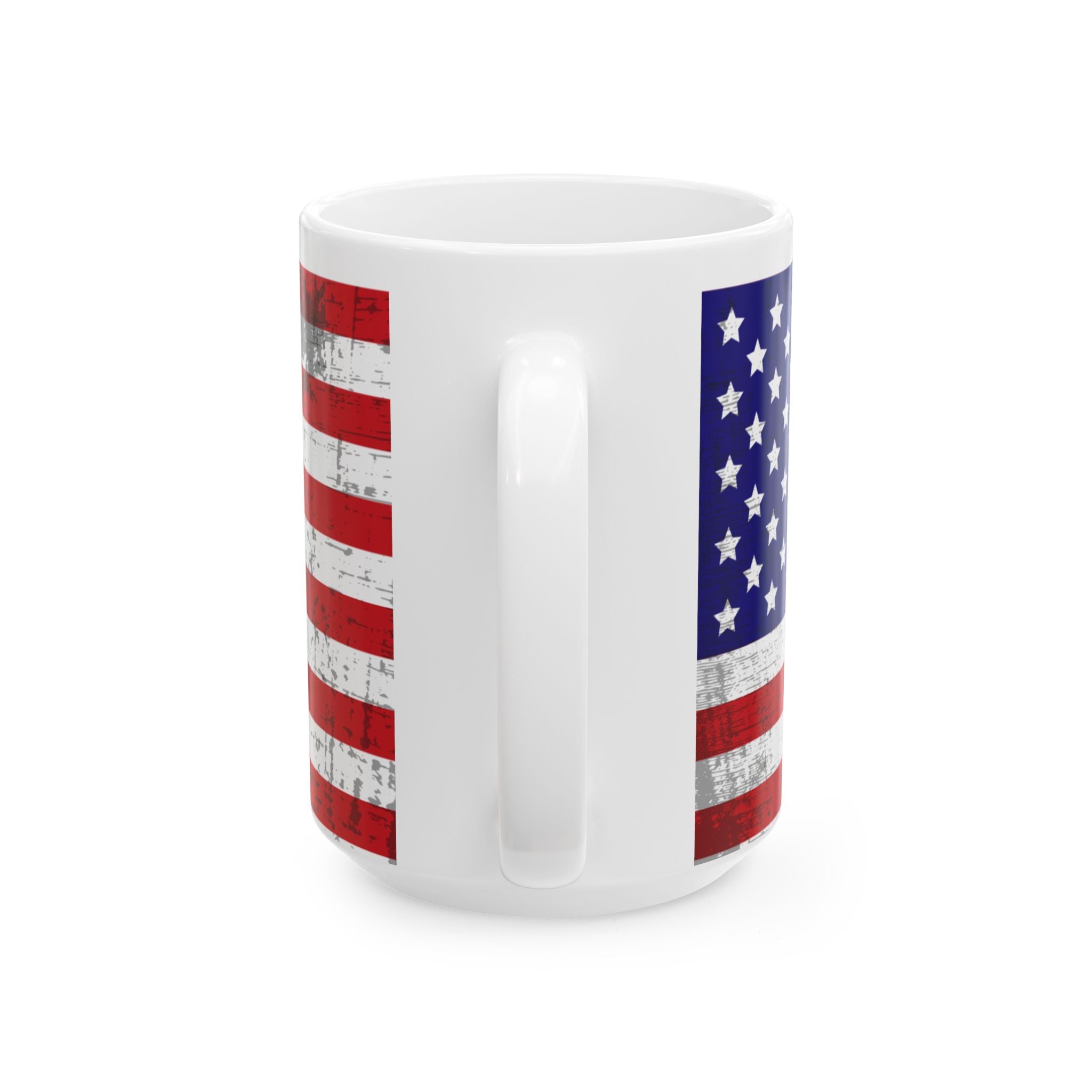 Vintage Americana Ceramic Mug - USA Flag Coffee Cup | Independence & Veterans Day Gift