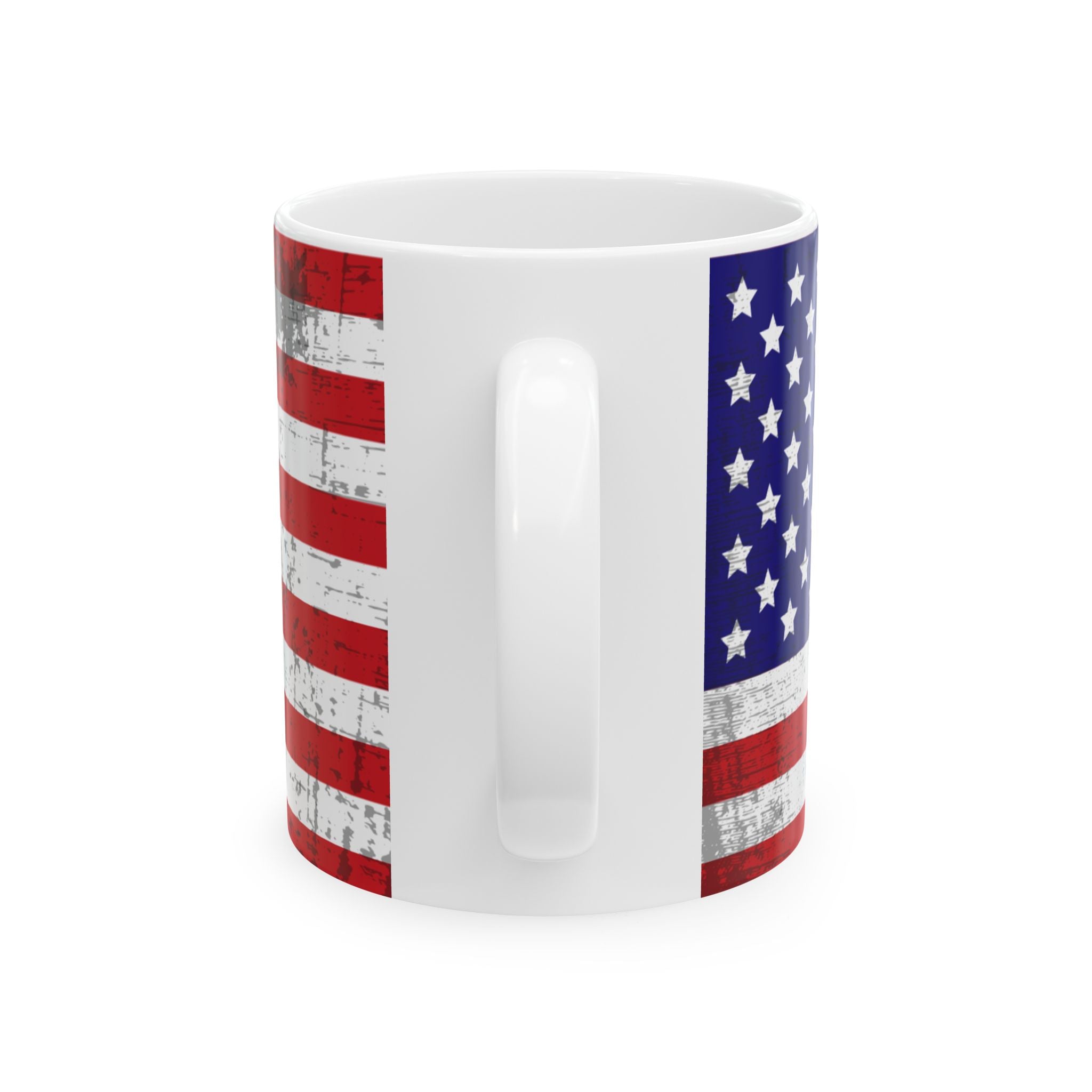 Vintage Americana Ceramic Mug - USA Flag Coffee Cup | Independence & Veterans Day Gift
