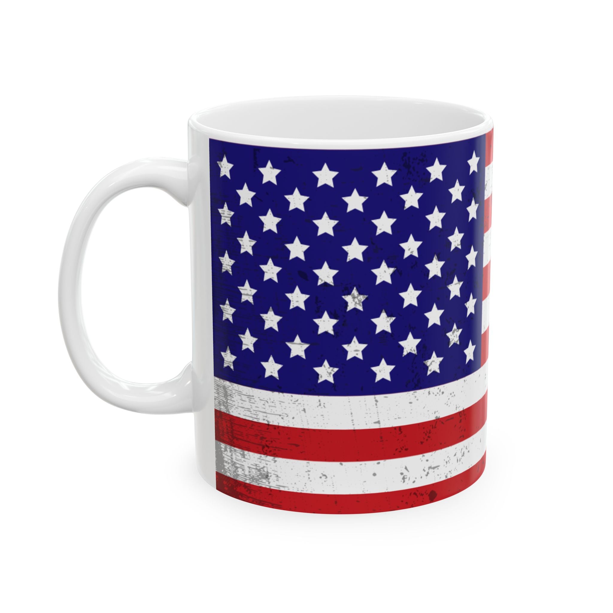 Vintage Americana Ceramic Mug - USA Flag Coffee Cup | Independence & Veterans Day Gift