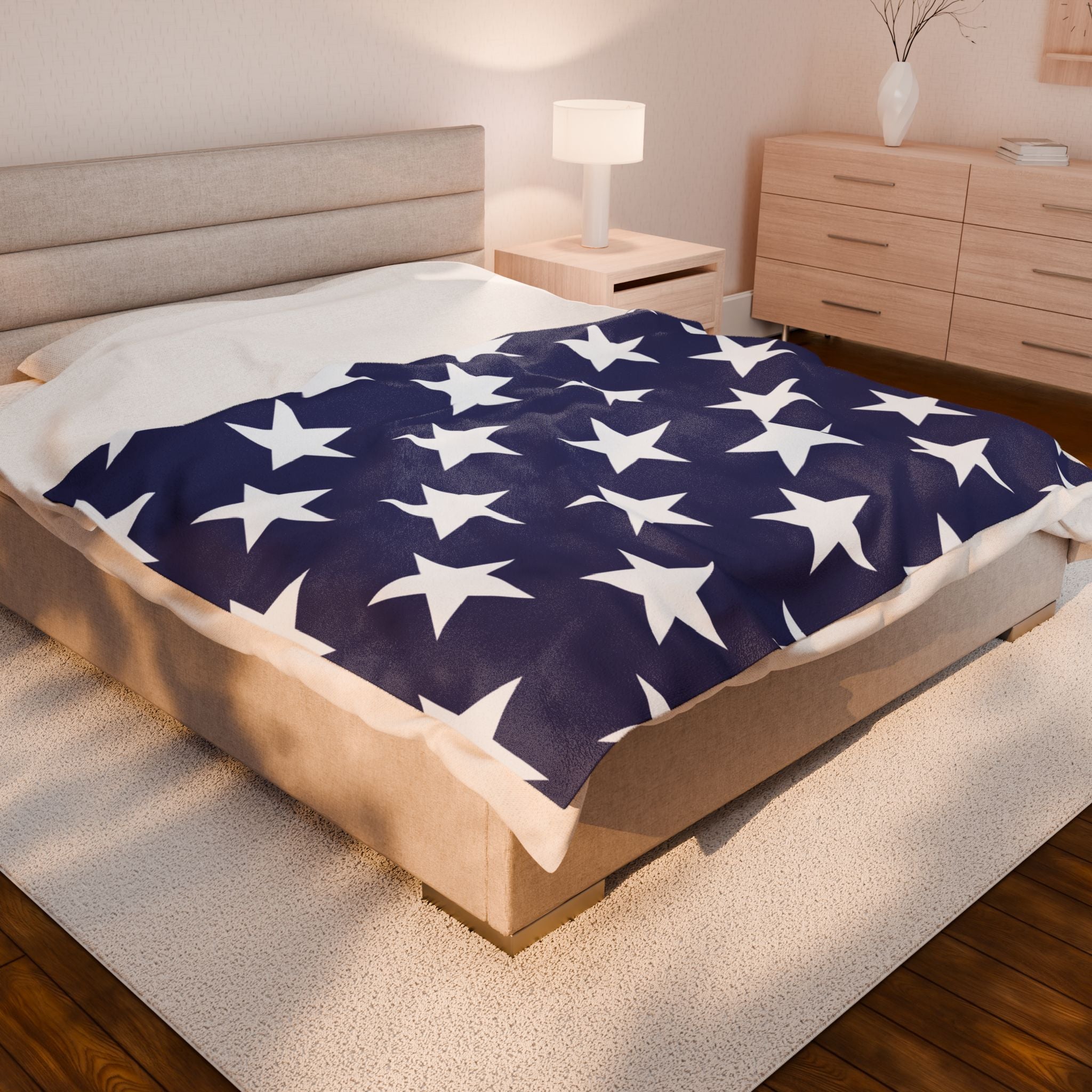 Cozy Star-Print Velveteen Plush Blanket, Soft Throw for Home Decor, Gift for Holidays, Snuggle Up, Warm Bedding Accessory