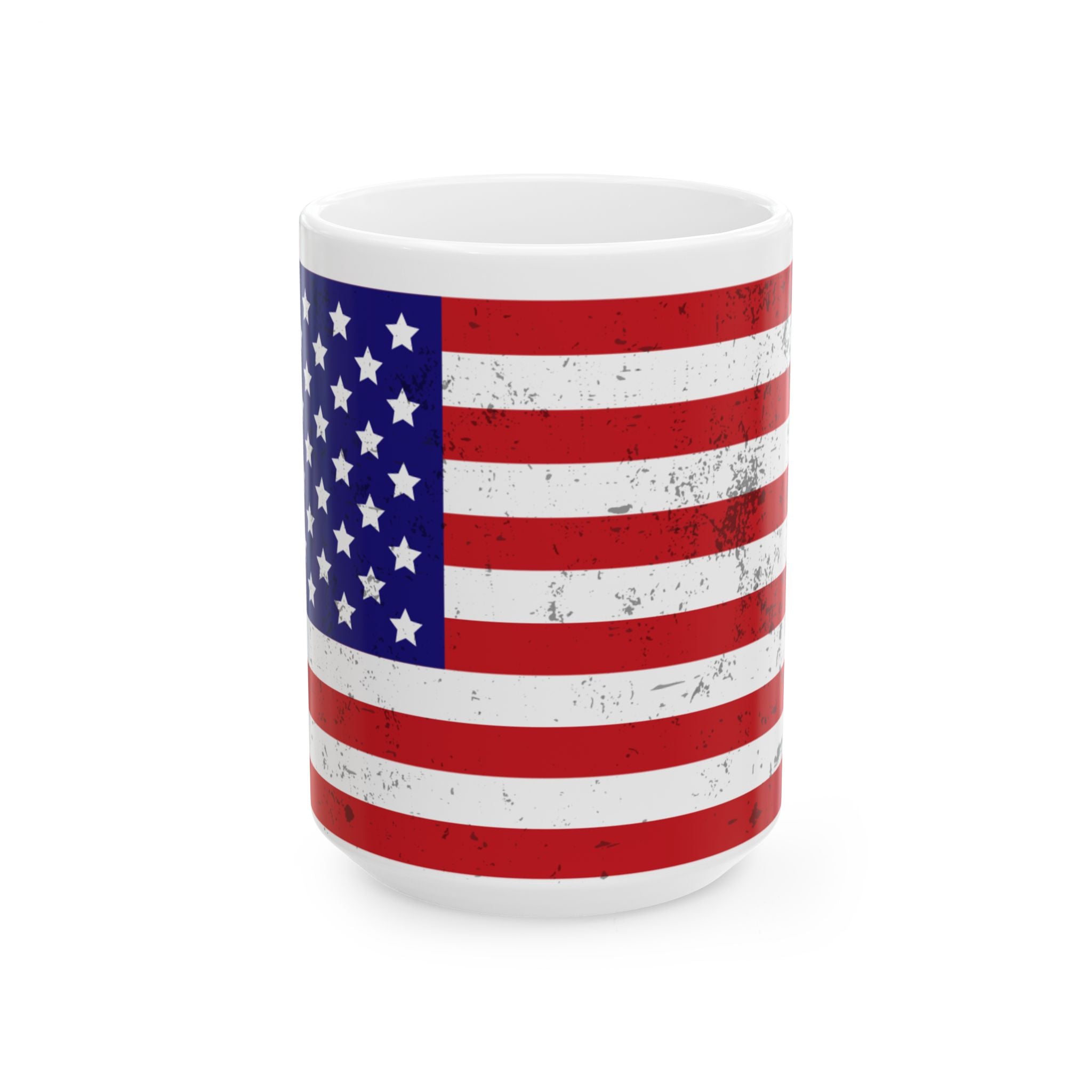 Vintage Americana Ceramic Mug - USA Flag Coffee Cup | Independence & Veterans Day Gift