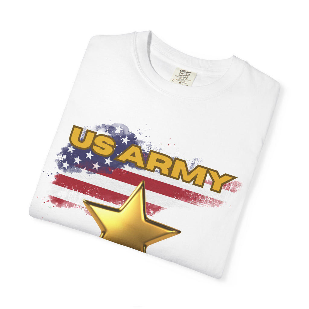 T-shirt with a US Army patriotic design, a star, and the phrase thank you for your service.