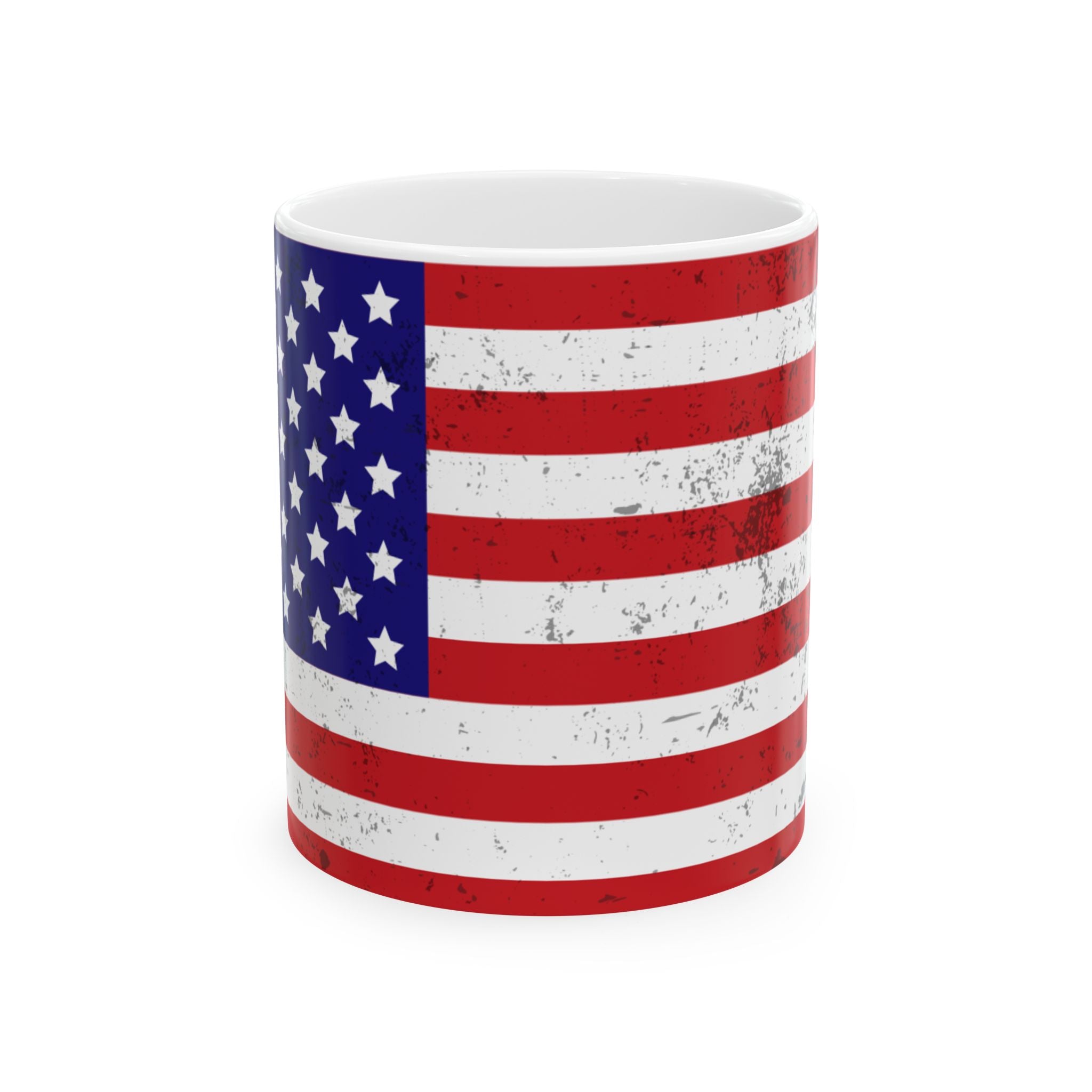 Vintage Americana Ceramic Mug - USA Flag Coffee Cup | Independence & Veterans Day Gift